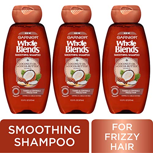 Garnier Whole Blends Smoothing Shampoo for Frizzy Hair with Coconut Oil, 12.5 Fl Oz (3 Count)