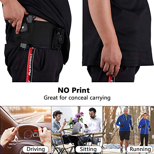 EVISTR Belly Band Gun Holster for Concealed Carry 2 Pocket Waistband Holster for Men and Women, Compatible with Gun Smith, Glock 19, 17, 42, 43, Ruger LCP, and Similar Sized Guns (50Inch, Right)