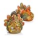 Thanksgiving Decorations Turkey Friends, 2 Piece Set, Cute Fall Decor Home Living Room and Kitchen Autumn Displays, Burlap and Ceramic with Leaves and Jewels