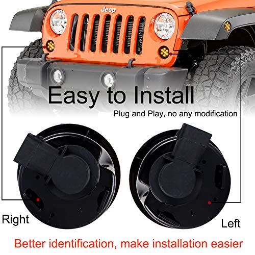 Jeep Turn Signal Lights Amber with Smoke Lens Replace Front Grill Indicator Signal Parking Light for Jeep Wrangler JK JKU 2007-2017