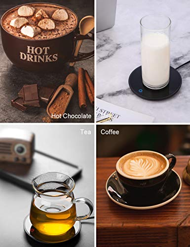 Naviom Coffee Mug Warmer for Desk Auto Shut Off Cup Warmer for Office Electric Tea Beverage Warmer for Milk Teapot Candle Wax with Tempered Glass Heating Plate and Metal Body (Black) - Thumbnail 5