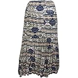 Mogul Interior Womans Long Peasant Travel Cotton Maxi Skirt M/L