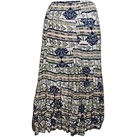 Mogul Interior Womans Long Peasant Travel Cotton Maxi Skirt M/L