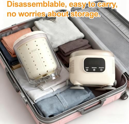 Mini Washing Machine with Dryer Portable, 2L Underwear Washer, Rechargeable Wireless Washing-Machine, Laundry Cup for Bra, Underwear, Socks (Beige)