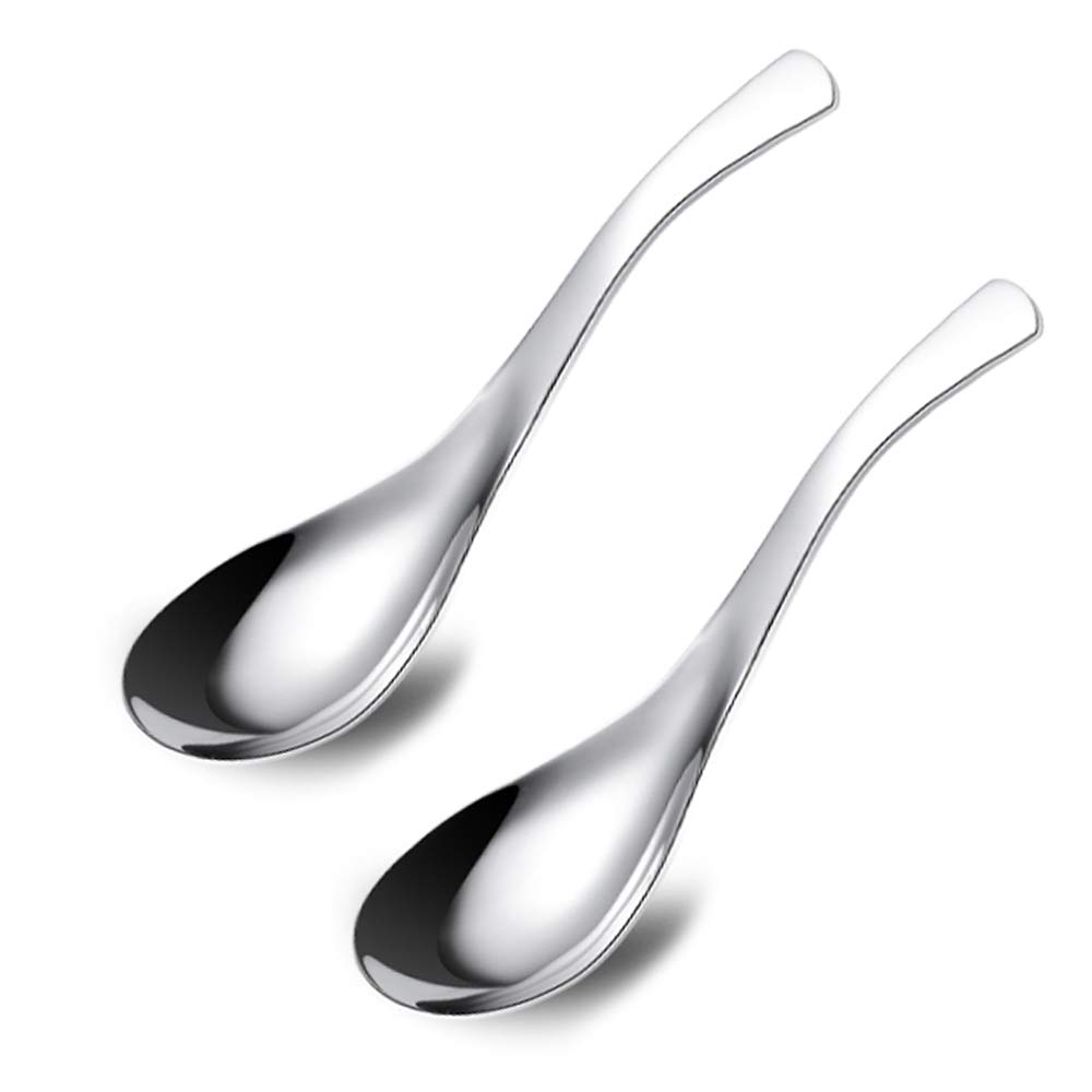 ERCENTURY Stainless Steel Spoon, Soup Spoon, Coffee Spoon, Desert Spoon, etc. Light Weight and Small Size Especially Suitable for Toddlers, Children, Espresso etc. (Set of 2)