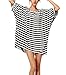 Chalier Womens Striped Chiffon Swimwear Bikini Swim Beachwear Swimsuit Cover Up