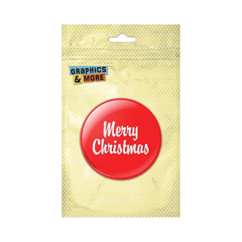 Merry Christmas Red Pinback Button Pin Badge - 3 Inch Diameter