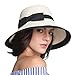 Home Prefer Womens Straw Sun Hat UPF50+ Wide Brim Floppy Hat Summer Beach Cap Cream