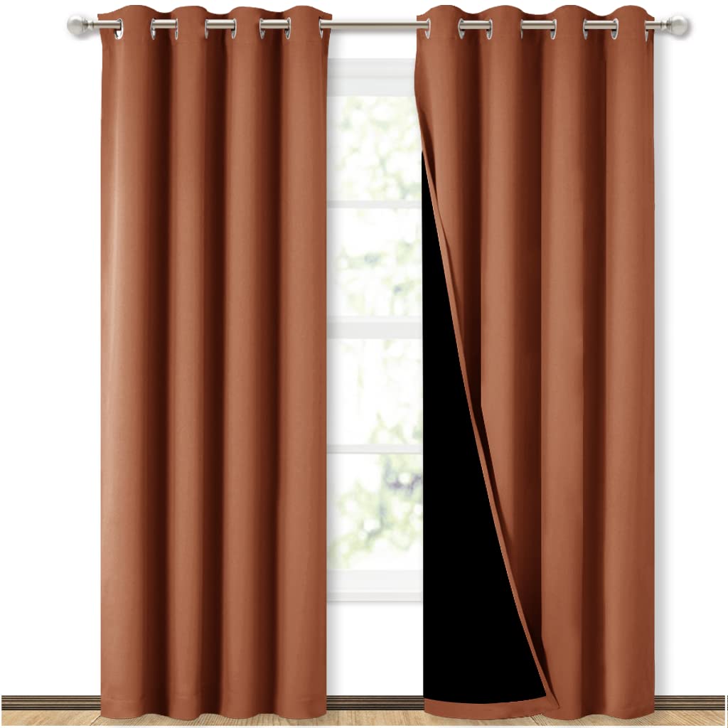 Photo 1 of **HAIR** NICETOWN Burnt Orange 100% Blackout Window Curtain Panels, Heat and Cold Blocking Drapes with Black Liner for Nursery, 84 inches Thermal Insulated Draperies (2 Pieces, 52 inches Wide Each Panel)