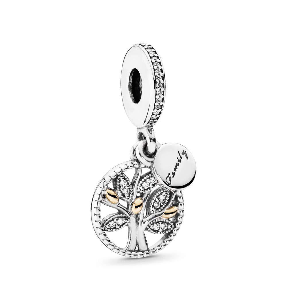 FGT Sparkling Family Tree Dangle Charm fits Pandora Moments Bracelets Sterling Silver Tree of Life Gift Mum Auntie Granddaughter Family Birthday Mothers Day