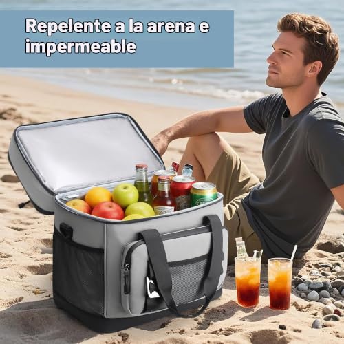 Youngoa Portable Cooler, 40L Large Double Folding Beach Cooler, Portable and Waterproof Isothermal Thermal Bag for Picnic