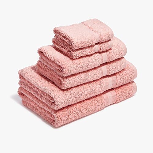 Blush Bathroom Towel Set - 100% Cotton 6 Piece Set With Bath and Hand Towels - Soft & Absorbent