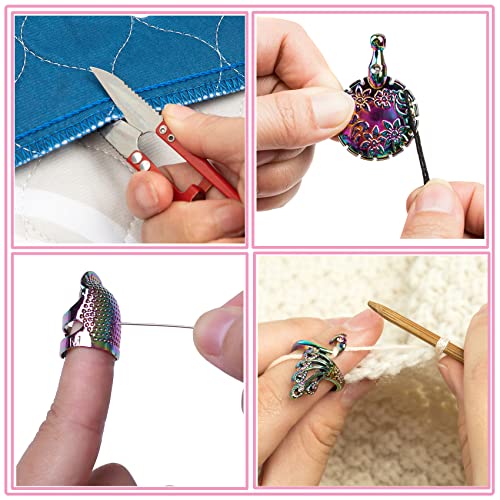 GYGYL Embroidery Scissors Kits, Vintage Scissors, Sewing Small Snips, Thimble, Safety Pins, Thread Cutter, Crochet Ring, Complete Sewing Kit for Embroidery, Needlework (Colorful)