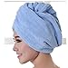 Crytech Microfiber Quick Magic Hair Dry Towel Wrap Hat Anti-Frizz Turban Twist Bath Shower Hair Drying Head Towels with Button Super Absorbent for Long Curly Hair Wrapped Dryer Cap (Blue)thumb 1