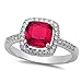 Oxford Diamond Co Cushion Cut Simulated Ruby & Cz .925 Sterling Silver Ring Sizes 4-10