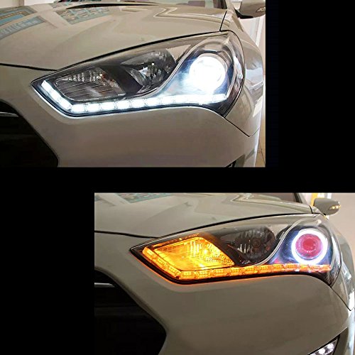 iJDMTOY (2) White/Amber Switchback LED Strip Lighting For Headlight Retrofit w/ Sequential Turn Signal Feature