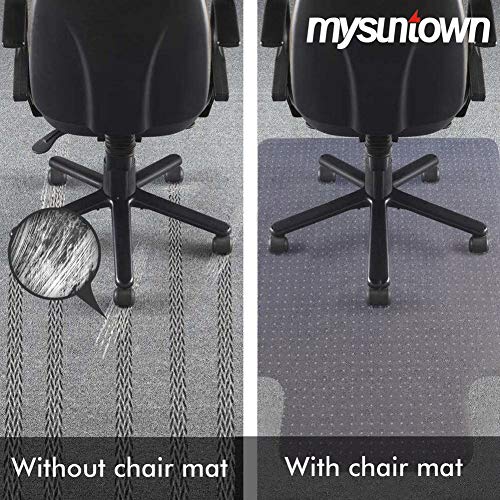 Mysuntown Chair Mat for Carpet, 36'' x 48'' Office Home Mats for Low and Medium Carpeted Floor Transparent Floor Mat with Lip