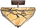Robert Louis Tiffany Budding Branch Mission Tiffany Style Close to Ceiling Light Semi-Flush Mount Fixture Bronze 14