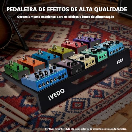 VEDO Pedalboard para guitarra, liga de alumínio, 0,9 kg, ultraleve, 45,7 cm x 31,8 cm, com estojo de transporte, tamanho padrão de 45,7 cm (inclinado), inclui velcro e abraçadeiras.