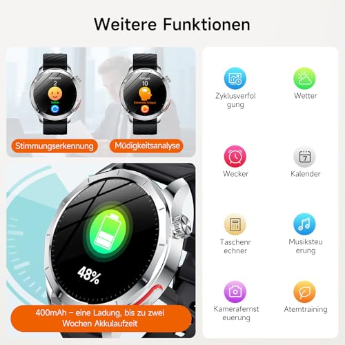 Lgnitek Smartwatch Women Men with Phone Function, 1.43 Inch AMOLED Fitness Watch with IP68 Waterproof for iOS Android