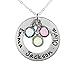 AJ`s Collection Sterling Silver Round Washer Personalized Pendant Necklace - Engraved with up to Three Names and Selected Birthstones