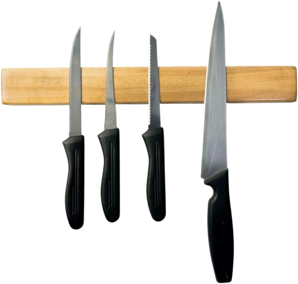 Wooden Knife Holder Strip, Powerful Solid Hardwood