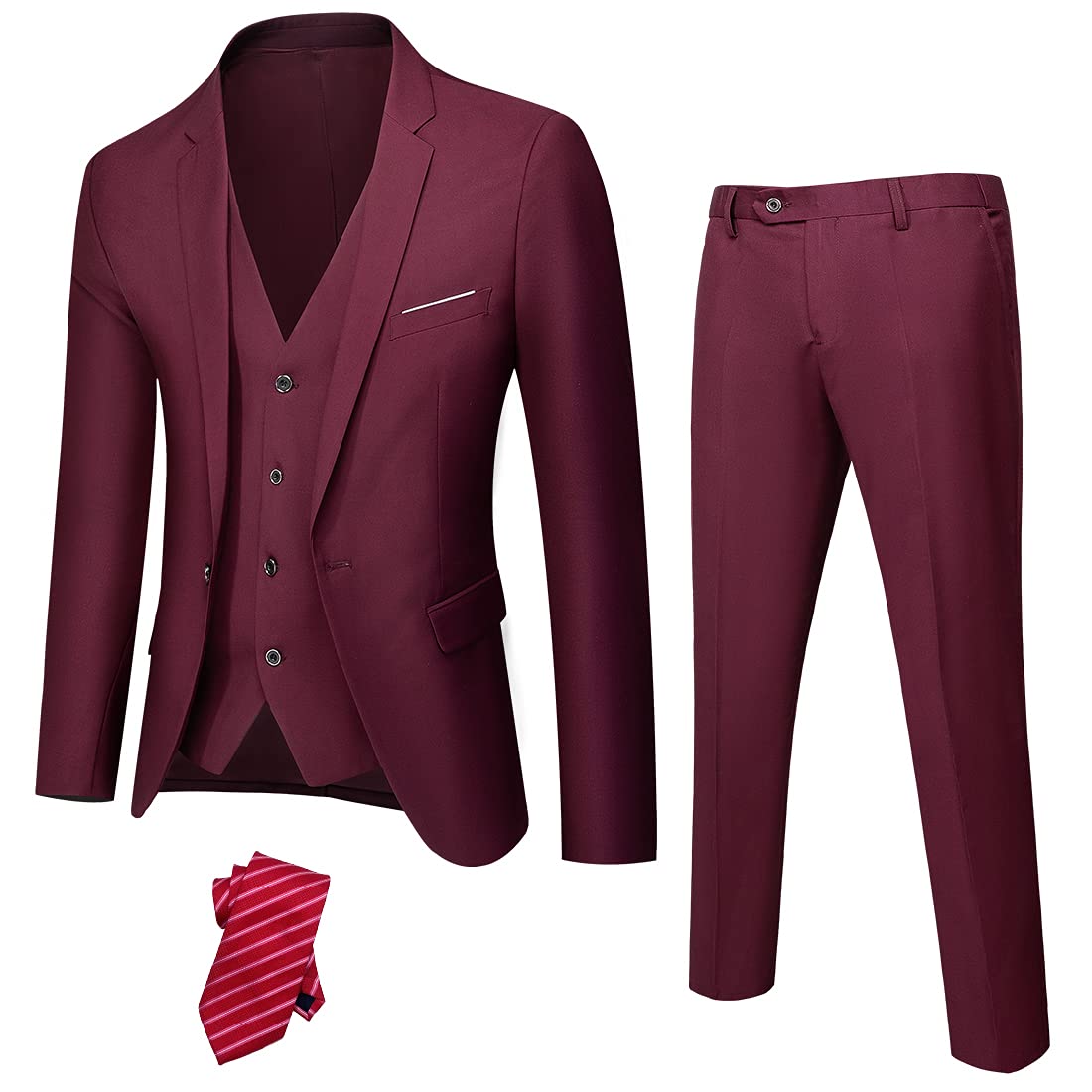 Hihawk Men's 3 Piece Suit with Stretch