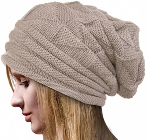 HOOHI Fashion Women Winter Knitted Woolen Crochet Hat Wool Knit Beanie Warm Caps (Beige)