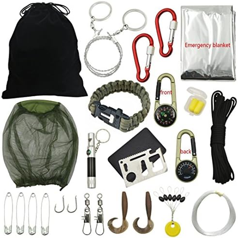 Survival Kit Outdoors ultimate Emergency Kits, PINSV 18 in 1 Professional Travel Fishing Hike Field Camp Emergency Kits