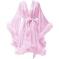 yinyyinhs Women's Feather Robe Silk Satin Bridal Dressing Gowns Short Nightgown Bathrobe Sleepwear Maternity Robe