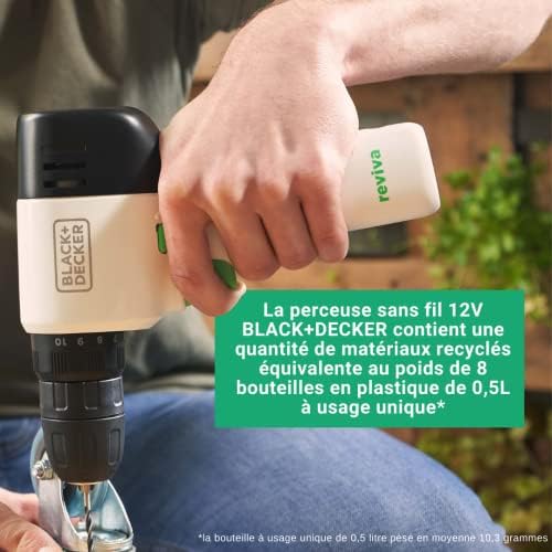 Perceuse Visseuse 12V REVIVA avec Batterie Intégrée 1.5Ah 80 Accessoires et boite à outil avec organiseurs 12,5" REVDD12ASTB-QW