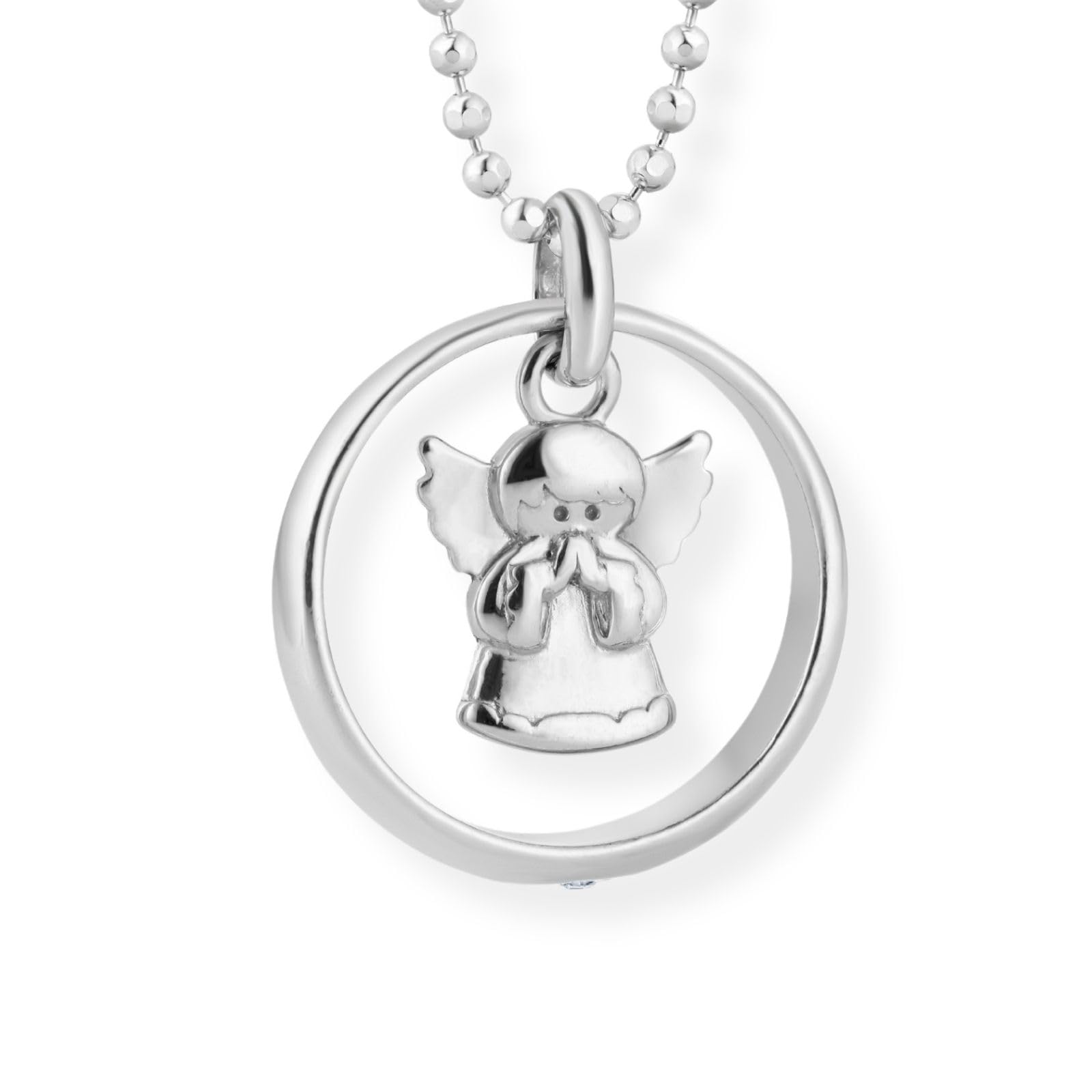 fish Adorable Childrens Necklace With Angel Pendant In Sterling Silver 925
