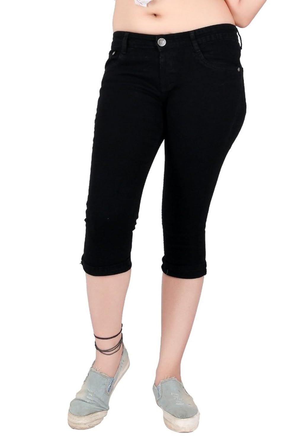 obeo womens slim fit streachable denim capri