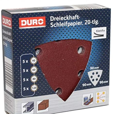 DURO Dreieckhaft Klett Schleifpapier für Deltaschleifer Dreieckschleifer 90 x 90 x 90 mm