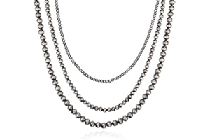 QIUSEADU Navajo Pearl Layered Necklace Western Cowgirl Country Gift for Women
