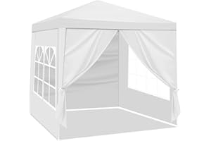 WEI WEI GLOBAL 6.5x6.5FT Portable Party Tent, Waterproof Outdoor Canopy with Four Sidewalls, Instant Gazebo Outdoor Tents, Shelter Portable Outdoor Canopies for Garden, Backyard, White