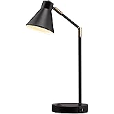 O'Bright Astrum - LED Desk Lamp with Dual USB Charging Ports, 100% Metal, 270 Degree Swivel Arms, Soft White Light (3000K), B