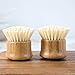 Huibot Bamboo Vegetable Brush Round Handle Natural Fruit Dish Scrubber (1pcs)