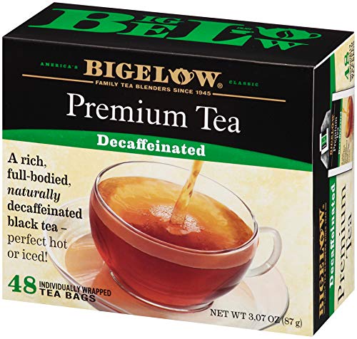 BIGELOW 48 COUNT PREMIUM DECAFFEINATED BLEND BLACK TEA (CASE OF 6), TOTAL 288 TEA BAGS, CONTAINS INDIVIDUALLY WRAPPED TEA BAGS, DECAF TEA