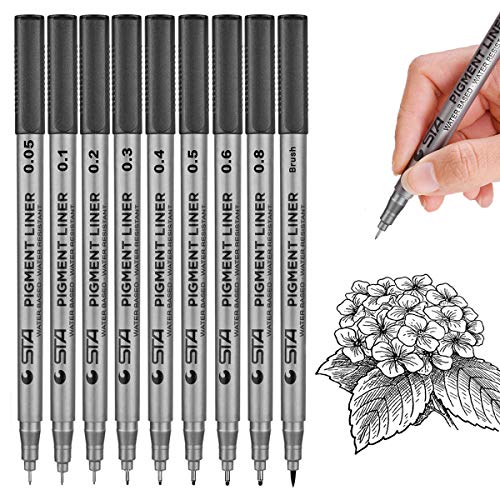 Black Micro-Pen Fineliner Ink Pens,Waterproof Archival Ink Micro Fine Point Drawing Pens for Sketching, Anime, Office Writing,Comic, Artist Illustration, Technical Drawing,