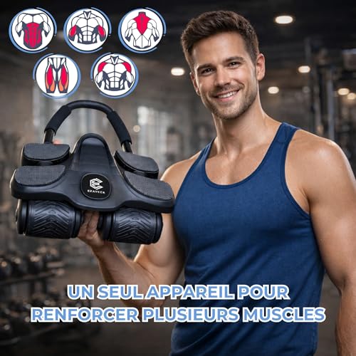 EZAYEEK - Assisted Abdominal Wheel. Heavy Duty Abdominal Roller The Abdominal Roller For Men & Women. Abdominal Roller With Automatic Rebound. Suitable For Sheathing With Its 4 Wheels!