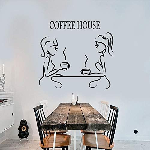 WSLIUXU Cafe Leisure Wall Sticker Vinyl Coffee House Party Logo Wall Decal Detachable House Decoration Wallpaper Home Garden Wall Sticker Black 22 34X42cm