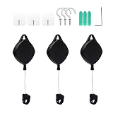 VR Cable Management Compatible with Quest 3S/3/2/1/Pico/PSVR/PSVR2, 3packs Drill Free Retractable Ceiling Susp-ension System, for VR Wire Accessories with Ceiling Screw Hook and Adhesive Hooks