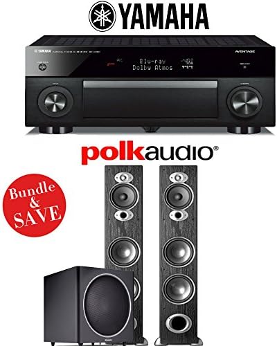 Yamaha RX-A1060BL AVENTAGE 7.2-Channel Dolby Atmos Network A/V Receiver + Polk Audio RTI A7 + Polk Audio PSW125 - 2.1-Ch Home Theater Package