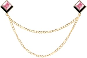 KILENER Gem Brooch Pins Hanging Chain Lapel Pin for Men Suits Shirt Collar Brooch Square Crystal Brooch Pin Rhinestone Lapel Pins for Men Tassel Chain Brooch Collar Pins Business Suit Shirt Accessories