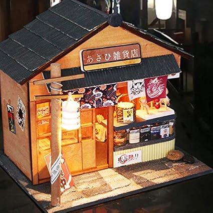 Kewholesale Hoomeda 1/24 DIY Wooden Grocery with LED Cover Furniture Dollhouse