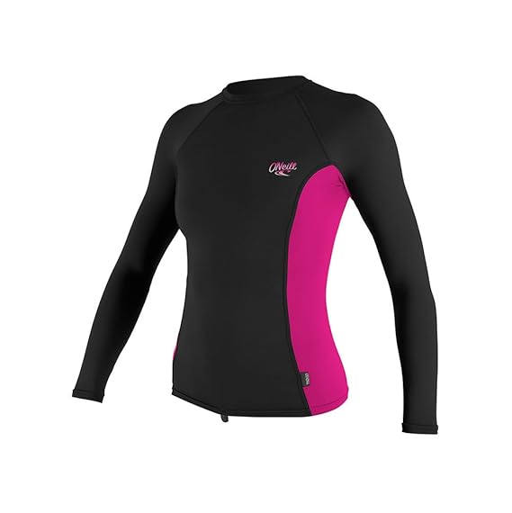 O';Neill Womens Premium - Skin Langarm Rollkragen Schnell Dry Leicht Rash Vest Top Black Berry - Easy Stretch