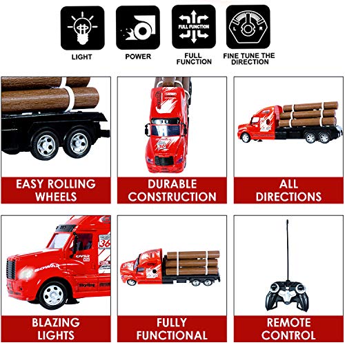 Liberty Imports RC Remote Control Big Rig Logging Semi Truck Transport
