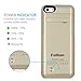Kujian iPhone 5 External Battery Case Charger Backup Charging Power Case 2200mAh with Kickstand LED Indicatiors 7 Colors for iPhone SE, 5, 5S, 5C, Gold