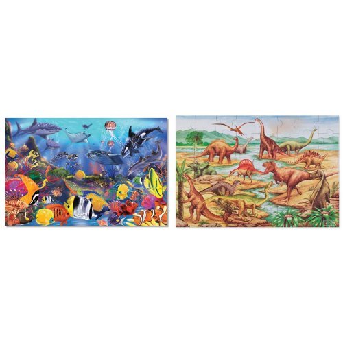 Melissa & Doug Underwater Floor (48 pc) & Dinosaurs Floor (48 pc) Bundle